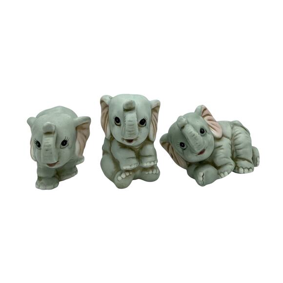 Homco Other - Homco Home Interiors 3 Baby Elephant Porcelain Figurines Item 1400 Retired